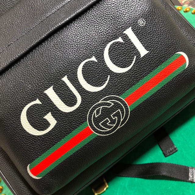 Gucci雙肩包 547834 古馳新款官網同步 Gucci男士黑色牛皮後背包  gqy2164